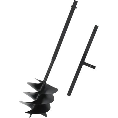vidaXL Bodenbohrer mit Griff 250mm Stahl Schwarz - Bodenart vidaXL Bodenbohrer mit Griff 250mm Stahl Schwarz - Bodenart