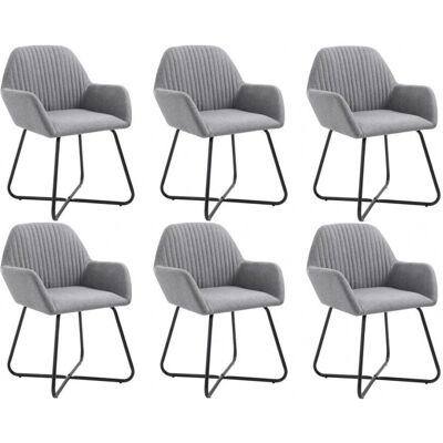 vidaXL 6 stuks Lichtgrijze Stoffen Eetkamerstoelen - Eetkamerstoelen vidaXL 6 stuks Lichtgrijze Stoffen Eetkamerstoelen - Eetkamerstoelen