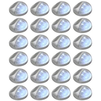 vidaXL Buiten Solar Wandlampen LED Wandlamp Tuinlamp 24 stuks Ronde Zilver vidaXL Buiten Solar Wandlampen LED Wandlamp Tuinlamp 24 stuks Ronde Zilver