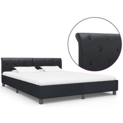 vidaXL Estructura de cama de cuero sintético negro - Bed frame vidaXL Estructura de cama de cuero sintético negro - Bed frame