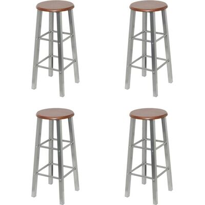 vidaXL 4x Barhocker Silber und Braun MDF - Barhocker Küchenmöbel Sitz vidaXL 4x Barhocker Silber und Braun MDF - Barhocker Küchenmöbel Sitz