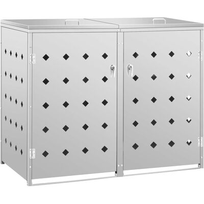 vidaXL Cobertizo para Basureros de Doble Rueda 240L Acero Inoxidable vidaXL Cobertizo para Basureros de Doble Rueda 240L Acero Inoxidable