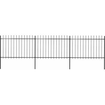 vidaXL Garden Fence Steel Spear Top 5.1x1.2 m Black - Garden Fence vidaXL Garden Fence Steel Spear Top 5.1x1.2 m Black - Garden Fence