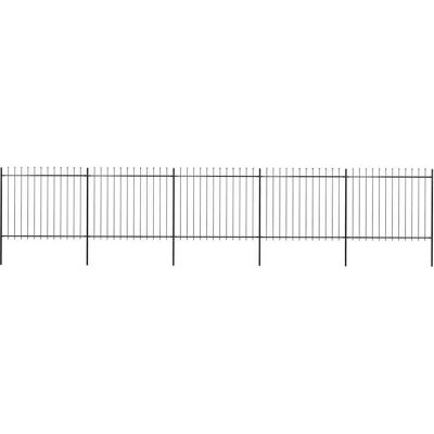 vidaXL Garden Fence with Spear Top Steel 8.5x1.5 m Black vidaXL Garden Fence with Spear Top Steel 8.5x1.5 m Black