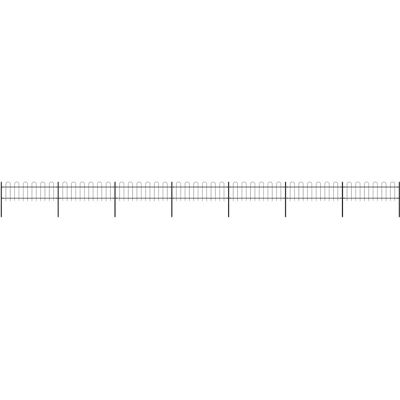 vidaXL Garden Fence with Hoop Top Steel 11.9x0.6 m Black - Garden Fence vidaXL Garden Fence with Hoop Top Steel 11.9x0.6 m Black - Garden Fence