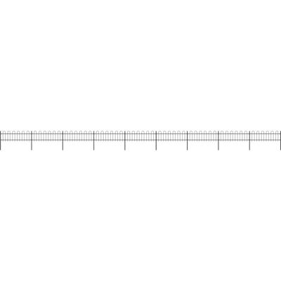 vidaXL Garden Fence with Hoop Top Steel 15.3x0.6 m Black - Garden Fence vidaXL Garden Fence with Hoop Top Steel 15.3x0.6 m Black - Garden Fence