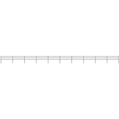 vidaXL Cerca de jardín con encima en cerco de acero 17 x 0,6 m Negro vidaXL Cerca de jardín con encima en cerco de acero 17 x 0,6 m Negro