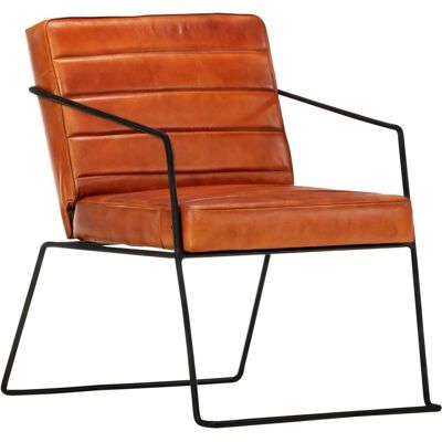 Fauteuil en cuir véritable marron clair vidaXL - Fauteuil - Publicité Fauteuil en cuir véritable marron clair vidaXL - Fauteuil - Publicité