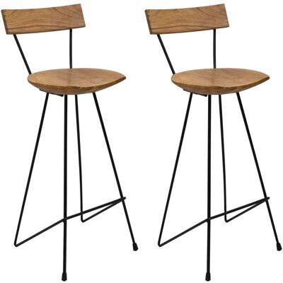 vidaXL 285205 Massives Teakholz Barhocker - Rustik Design vidaXL 285205 Massives Teakholz Barhocker - Rustik Design