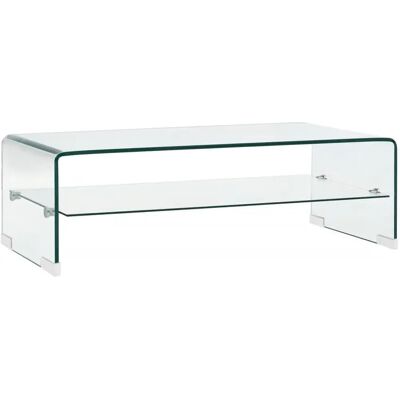 Table basse vidaXL avec étagère, transparente, 98cm, verre trempé Table basse vidaXL avec étagère, transparente, 98cm, verre trempé