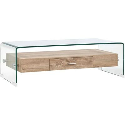 vidaXL Mesa de centro con 1 estante y 1 cajón - Mesa de café vidaXL Mesa de centro con 1 estante y 1 cajón - Mesa de café