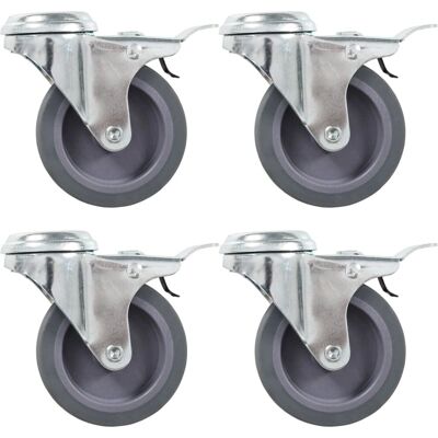 vidaXL Drehbare Rollen mit Loch - 75mm - Doppelbremse - Möbel & Geräte vidaXL Drehbare Rollen mit Loch - 75mm - Doppelbremse - Möbel & Geräte