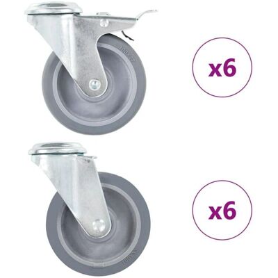 vidaXL 12 Stück Lenkräder mit Rückloch - Rollen vidaXL 12 Stück Lenkräder mit Rückloch - Rollen