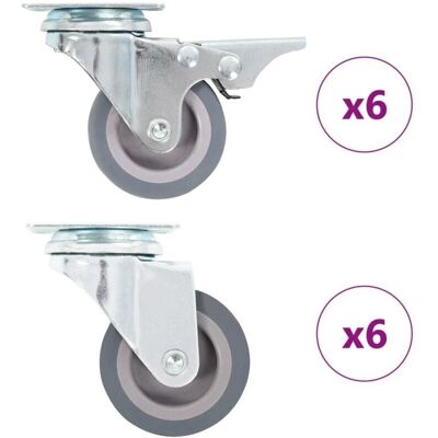 vidaXL 12 szt. Obrotowe kółka 50 mm - Kółka do mebli vidaXL 12 szt. Obrotowe kółka 50 mm - Kółka do mebli