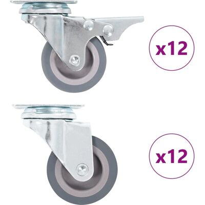 vidaXL 24 szt. Obrotowe kółka - Koła do mebli - 50 mm vidaXL 24 szt. Obrotowe kółka - Koła do mebli - 50 mm