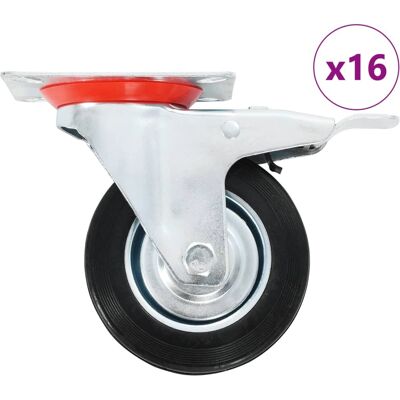 vidaXL 16 stk Drejehjul med dobbel bremse - Hjul vidaXL 16 stk Drejehjul med dobbel bremse - Hjul