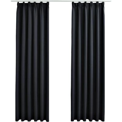 Tende oscuranti con ganci 2 pezzi nero 140x245 cm - Tenda Tende oscuranti con ganci 2 pezzi nero 140x245 cm - Tenda