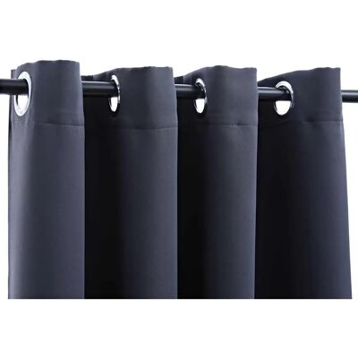 Blackout gardiner med metallringen - 2 stk - Antracit - 140x225cm Blackout gardiner med metallringen - 2 stk - Antracit - 140x225cm