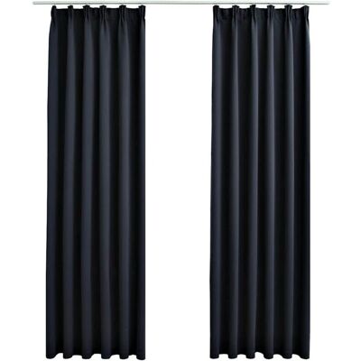 vidaXL 2x Blackout Curtains with Hooks Anthracite - Curtain Type vidaXL 2x Blackout Curtains with Hooks Anthracite - Curtain Type