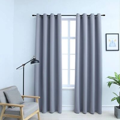 vidaXL Rideaux Occultants avec Anneaux Métalliques Gris 140x245cm - Rideau - Publicité vidaXL Rideaux Occultants avec Anneaux Métalliques Gris 140x245cm - Rideau - Publicité