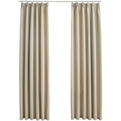 vidaXL Zonwerende Gordijnen met Haken Beige 140x175 cm - Gordijnen vidaXL Zonwerende Gordijnen met Haken Beige 140x175 cm - Gordijnen