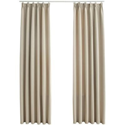 vidaXL 2x Tende Oscuranti con Ganci Beige 225cm - Tende vidaXL 2x Tende Oscuranti con Ganci Beige 225cm - Tende