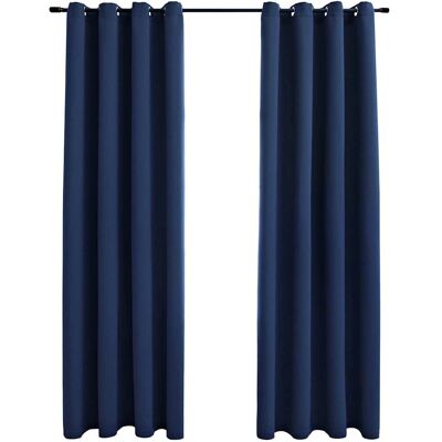 vidaXL 2x Tende oscuranti con anelli in metallo Blu - Tende vidaXL 2x Tende oscuranti con anelli in metallo Blu - Tende