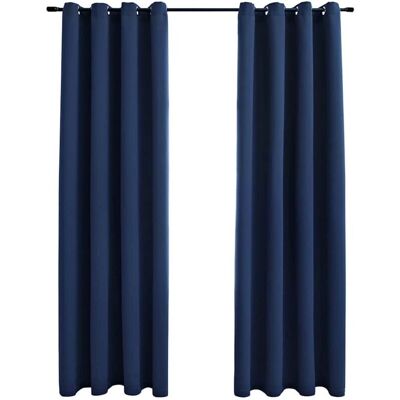 vidaXL 2x Verduisteringsgordijnen met metalen ringen blauw 140x225cm - Gordijn vidaXL 2x Verduisteringsgordijnen met metalen ringen blauw 140x225cm - Gordijn