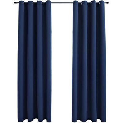 Rideaux occultants avec anneaux en métal bleu 140x245cm - Rideau - Publicité Rideaux occultants avec anneaux en métal bleu 140x245cm - Rideau - Publicité