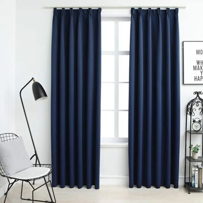 vidaXL Tende oscuranti blu con ganci 140x175cm - Tende vidaXL Tende oscuranti blu con ganci 140x175cm - Tende
