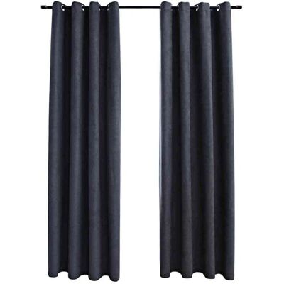 vidaXL 2x Rideaux Occultants avec Anneaux en Métal Anthracite - Rideaux - Publicité vidaXL 2x Rideaux Occultants avec Anneaux en Métal Anthracite - Rideaux - Publicité