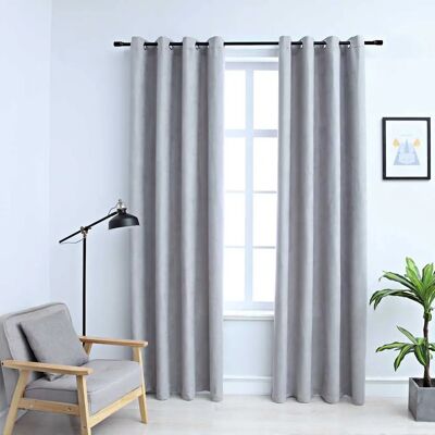 vidaXL 2x Rideaux occultants avec anneaux métalliques gris 140x175cm - Rideaux - Publicité vidaXL 2x Rideaux occultants avec anneaux métalliques gris 140x175cm - Rideaux - Publicité
