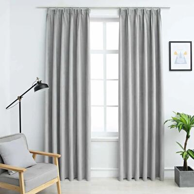 vidaXL Rideaux occultants avec crochets Gris 140x245cm - Rideaux - Publicité vidaXL Rideaux occultants avec crochets Gris 140x245cm - Rideaux - Publicité