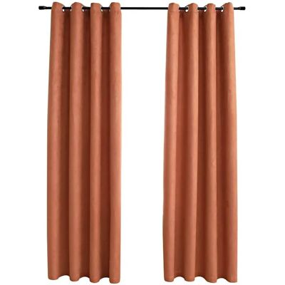 vidaXL 2x Zasłony zaciemniające z metalowymi pierścieniami Rdzawy 140x225cm - Zasłony vidaXL 2x Zasłony zaciemniające z metalowymi pierścieniami Rdzawy 140x225cm - Zasłony