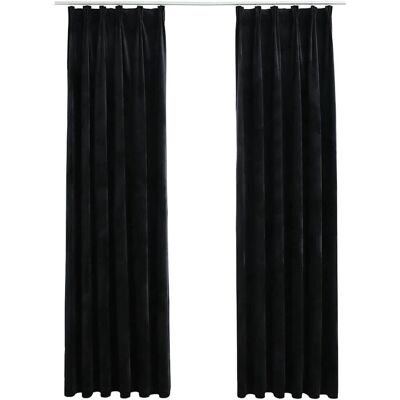 Rideaux occultants vidaXL 2 pièces avec crochets velours noir 140x245 cm - Rideaux - Publicité Rideaux occultants vidaXL 2 pièces avec crochets velours noir 140x245 cm - Rideaux - Publicité
