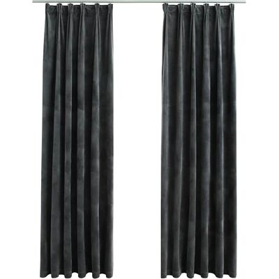 Tende oscuranti con ganci vidaXL 2 pezzi velluto antracite - Tende Tende oscuranti con ganci vidaXL 2 pezzi velluto antracite - Tende