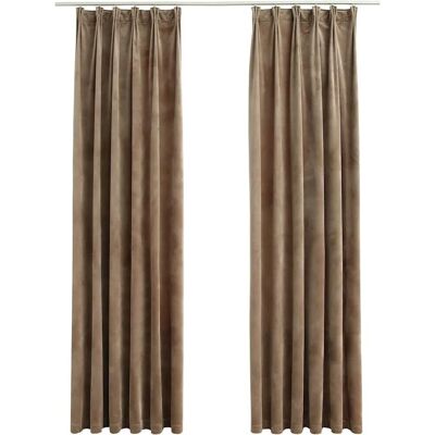 vidaXL Beigefarbene Samtvorhänge - 2 Stück 140x175cm - Sichtschutz & Lichtblockierung vidaXL Beigefarbene Samtvorhänge - 2 Stück 140x175cm - Sichtschutz & Lichtblockierung