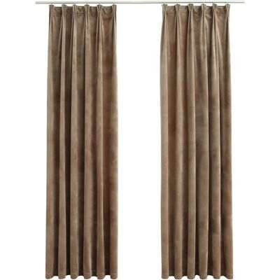 vidaXL 2x Verduisterende gordijnen fluweel beige 140x245cm vidaXL 2x Verduisterende gordijnen fluweel beige 140x245cm