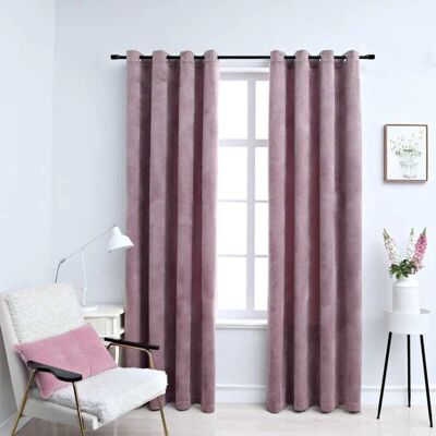 vidaXL 2x Tende oscuranti in velluto rosa con anelli vidaXL 2x Tende oscuranti in velluto rosa con anelli