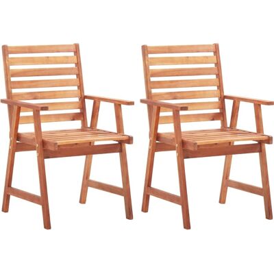 vidaXL Sillas de comedor de madera de acacia maciza 2 piezas - Sillas de comedor exteriores vidaXL Sillas de comedor de madera de acacia maciza 2 piezas - Sillas de comedor exteriores