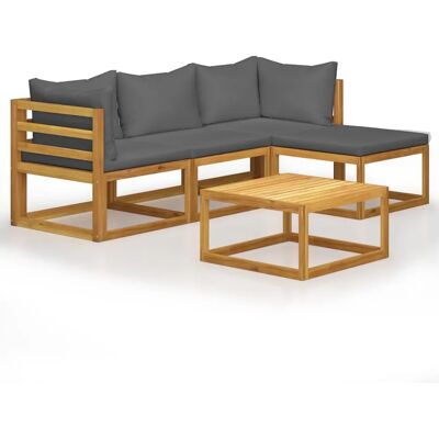 VidaXL Gartenmöbel-Set - Modularer Lounge im Garten - Grau - Gartenmöbel-Set VidaXL Gartenmöbel-Set - Modularer Lounge im Garten - Grau - Gartenmöbel-Set