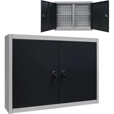 vidaXL Armoire à Outils Murale Style Industriel Métal Gris et Noir - Rangement Outils Murale - Publicité vidaXL Armoire à Outils Murale Style Industriel Métal Gris et Noir - Rangement Outils Murale - Publicité