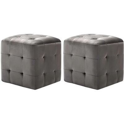 Set de Pufs de Terciopelo Gris vidaXL - Pouffe/Ottoman Set de Pufs de Terciopelo Gris vidaXL - Pouffe/Ottoman