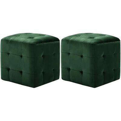 vidaXL 2 piezas de pouf verde terciopelo 30x30x30 cm - Puff/Ottoman vidaXL 2 piezas de pouf verde terciopelo 30x30x30 cm - Puff/Ottoman