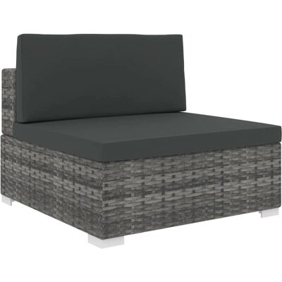 vidaXL Modularsofa Grau - Wetterbeständiges Rattan-3-teiliges Set vidaXL Modularsofa Grau - Wetterbeständiges Rattan-3-teiliges Set