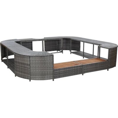 vidaXL Firkantet spa-omramning grå poly rattan vidaXL Firkantet spa-omramning grå poly rattan