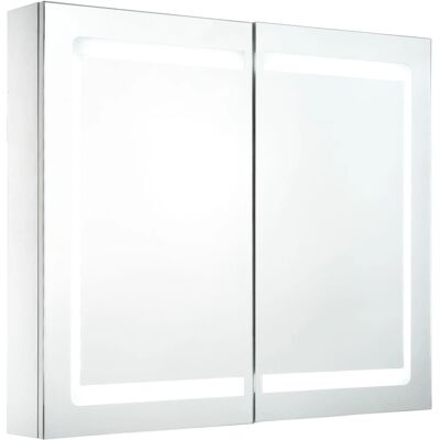 vidaXL Weiß LED Badezimmer Spiegel 80x12.2x68cm Wandspiegel Schrank vidaXL Weiß LED Badezimmer Spiegel 80x12.2x68cm Wandspiegel Schrank