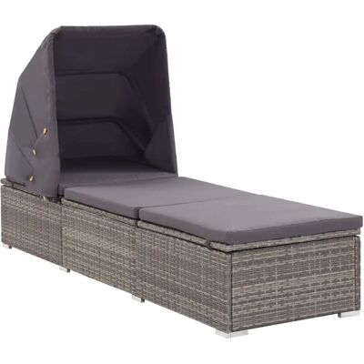 vidaXL Graue Outdoor-Liege mit verstellbarem Sonnenschutz vidaXL Graue Outdoor-Liege mit verstellbarem Sonnenschutz