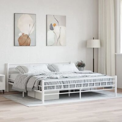 vidaXL Weißes Metallbett 200x200 cm - Bettgestell vidaXL Weißes Metallbett 200x200 cm - Bettgestell