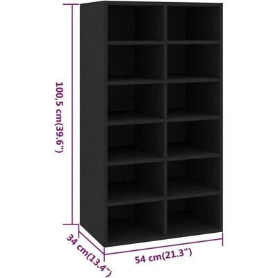 vidaXL Schwarzer Schuhschrank aus Spanplatte - Schuhorganizer vidaXL Schwarzer Schuhschrank aus Spanplatte - Schuhorganizer